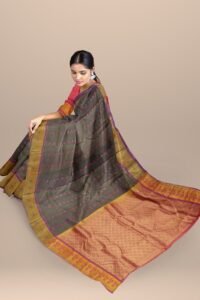 emboss-kanchipuram-silk-saree-chocolate