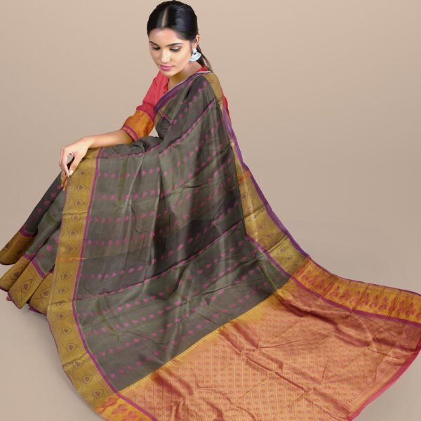 emboss-kanchipuram-silk-saree-chocolate