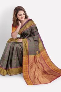 emboss-kanchipuram-silk-saree-chocolate