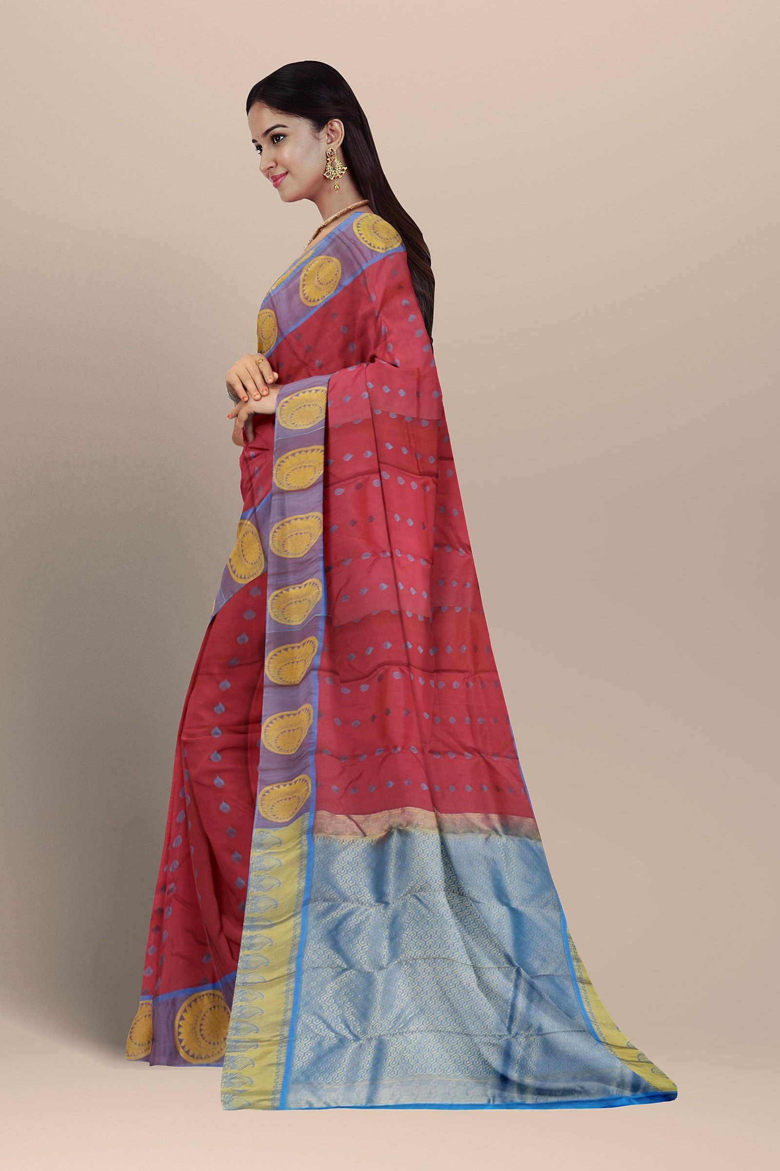 emboss-kanchipuram-silk-saree-red