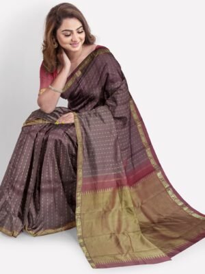 emboss-kanchipuram-silk-saree-brown